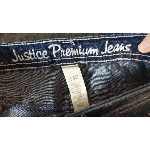 Justice Girls Denim Shorts 14S American Flag Sequin Festive Holiday Frayed Hem - Picture 5 of 7